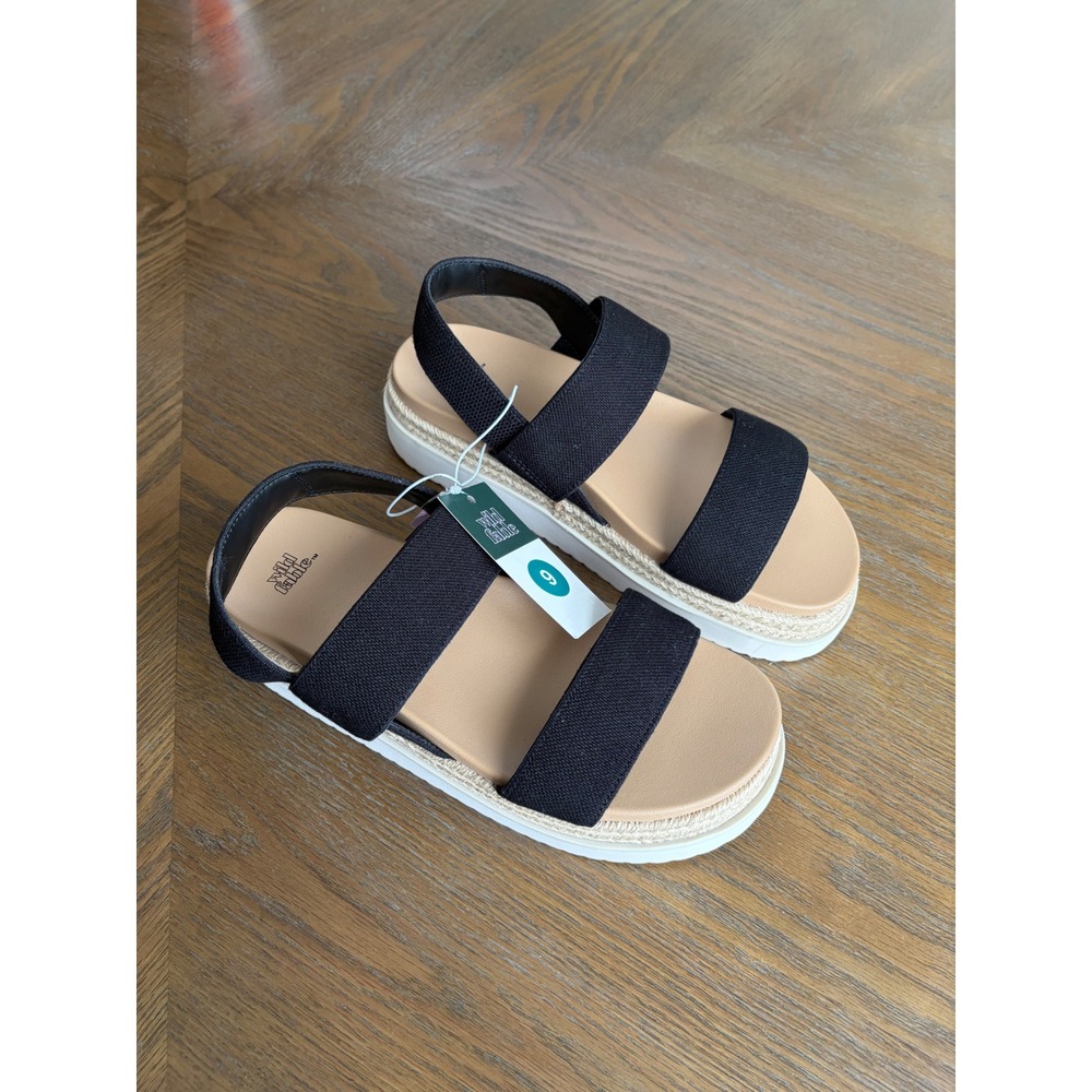 Wild Fable Elliot Black Platform Sandals Elastic Strap Flatform Size 9 NEW